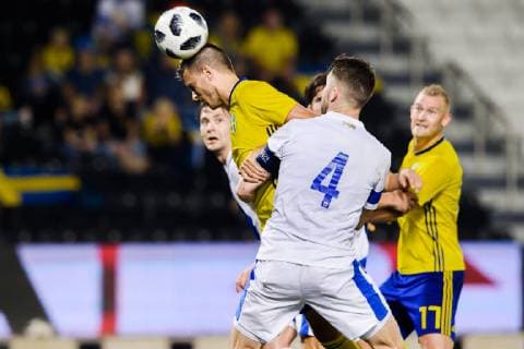 190108 Joona Toivio of Finland in a duel with Alexander Jeremejeff of Sweden during the international friendly football match between Sweden and Finland on January 8 2019 in Doha Photo Niklas Larsson BILDBYR u0081N kod NL 44170, detectedSourceLanguage  Copyright: NIKLASxLARSSON BB190108NL036