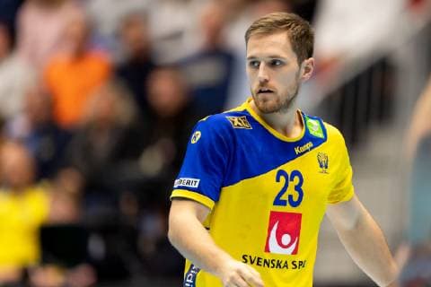 190106 Swedens Albin Lagergren during the training handball match between Sweden and Russia on January 6, 2019 in Halmstad, detectedSourceLanguage  Copyright: KRISTERxANDERSSON BB190106KA092