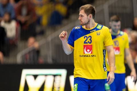 190106 Swedens Albin Lagergren during the training handball match between Sweden and Russia on January 6, 2019 in Halmstad, detectedSourceLanguage  Copyright: KRISTERxANDERSSON BB190106KA094