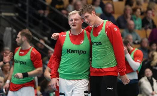 Patrick Wiencek and Finn Lemke during the open training of the German national team before the mens handball world championship 2019 on 08 01 2019 in the gym of the sports forum in Berlin Handball world championship 2019 preparation open training of the national team