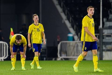 190108 Simon Thern AdamÊAndersson and Viktor Gyökeres of Sweden looks dejected after the international friendly football match between Sweden and Finland on January 8 2019 in Doha Photo Niklas Larsson BILDBYR u0081N kod NL 44170, detectedSourceLanguage  Copyright: NIKLASxLARSSON BB190108NL041