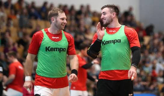 Steffen Weinhold Jannik Kohlbacher during the open training of the German national team before the mens handball world championship 2019 on 08 01 2019 in the gymnasium of the sports forum in Berlin Handball world championship 2019 preparation open training of the national team