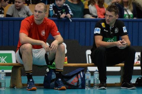 Handball Men Season 2018 19 World Championship 2019 in Germany and Denmark public training of the German national team Paul Drux Nr 95 Germany and head coach Christian Prokop Germany on the bench 08 01 19 Copyright: xMatthiasxKochx