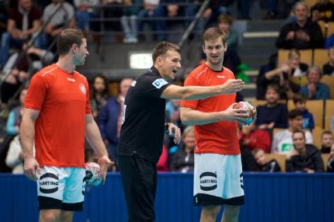 Handball Berlin 08 01 2019 World Championship 2019 Training at Sportforum Hohenschönhausen Christian Prokop Germany Trainer Martin Strobel Germany No 19 li Fabian Böhm Germany No 38 Bohm Boehm
