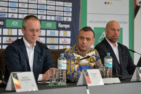 Handball Mens World Championship 2019 in Germany and Denmark DHB Press Conference DHB Press Officer Tim Oliver Kalle DHB Vice President Bon Hanning DHB Board of Management Sport Axel Kromer 09 01 19 Copyright: xMichaelxHundtx xMatthiasxKochx