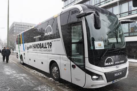 Arrival of the Croatian and Macedonian national handball teams at the Hilton Hotel in the Tucherpark Munich 09 01 2019 Â