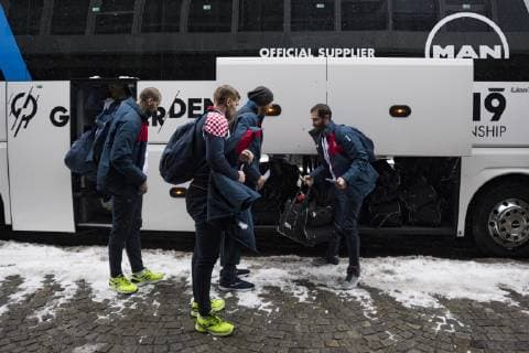 Arrival of the Croatian Handball National Team at the Hilton Hotel in Tucherpark Munich 09 01 2019 Â