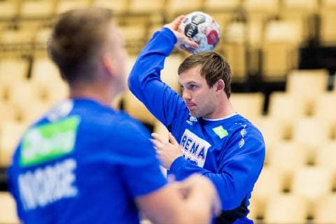 190110 Sander Sagosen of Norway during a training session on January 10 2019 in Herning Photo Jon Olav Nesvold BILDBYR u0081N kod JE 160390, detectedSourceLanguage  Copyright: JONxOLAVxNESVOLD BB190110JE005