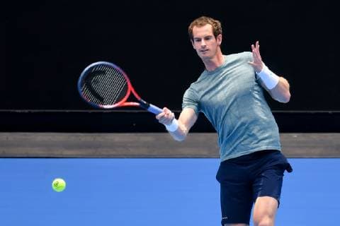 January 10, 2019: Andy Murray in action in a practice match against number one seed Novak Djokovic on Margaret Court Arena ahead of the 2019 Australian Open Grand Slam tennis tournament in Melbourne, Australia. Cal Media Tennis 2019: Australian Open Practice 10 Jan - ZUMAc04_ 20190110_zaf_c04_051 Copyright: xSydneyxLowx