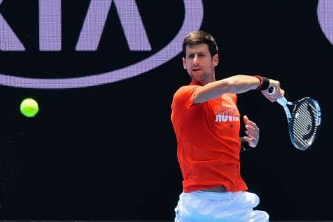 Sport Bilder des Tages January 10, 2019: Number one seed Novak Djokovic in action in a practice match against Andy Murray on Margaret Court Arena ahead of the 2019 Australian Open Grand Slam tennis tournament in Melbourne, Australia. Cal Media Tennis 2019: Australian Open Practice 10 Jan - ZUMAc04_ 20190110_zaf_c04_050 Copyright: xSydneyxLowx