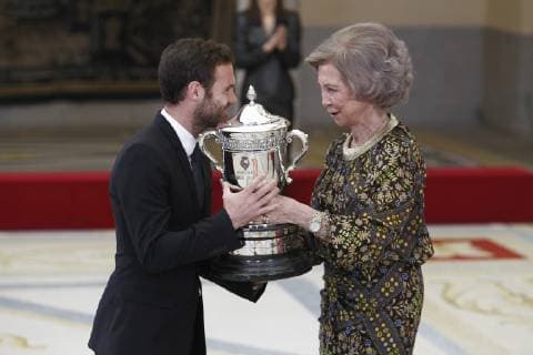 Sus Majestades los Reyes Felipe y Letizia en la entraga de los Premios Al Deporte Madrid 10-01-2019 Reina Sofia, Juan Mata Spanish King Felipe VI and Queen Letizia with Emeritus King Juan Carlos I and Queen Sofia de Grecia with Sports Minister Jose Guirao during the Sports National Awards in Madrid on Thuersday , 10 January 2019  xx xx