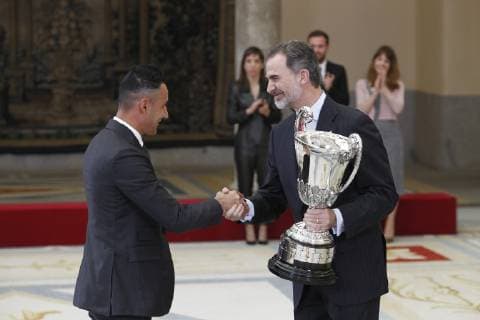 Sus Majestades los Reyes Felipe y Letizia en la entraga de los Premios Al Deporte Madrid 10-01-2019 Keylor Navas Spanish King Felipe VI and Queen Letizia with Emeritus King Juan Carlos I and Queen Sofia de Grecia with Sports Minister Jose Guirao during the Sports National Awards in Madrid on Thuersday , 10 January 2019  xx xx