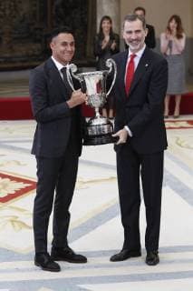 Sus Majestades los Reyes Felipe y Letizia en la entraga de los Premios Al Deporte Madrid 10-01-2019 Keylor Navas Spanish King Felipe VI and Queen Letizia with Emeritus King Juan Carlos I and Queen Sofia de Grecia with Sports Minister Jose Guirao during the Sports National Awards in Madrid on Thuersday , 10 January 2019  xx xx