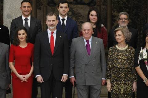 Sport Bilder des Tages Sus Majestades los Reyes Felipe y Letizia en la entraga de los Premios Al Deporte Madrid 10-01-2019 Rey Juan Carlos, Infanta Elena, Reina Sofia, Juan Mata, Keylor Navas Spanish King Felipe VI and Queen Letizia with Emeritus King Juan Carlos I and Queen Sofia de Grecia with Sports Minister Jose Guirao during the Sports National Awards in Madrid on Thuersday , 10 January 2019  xx xx