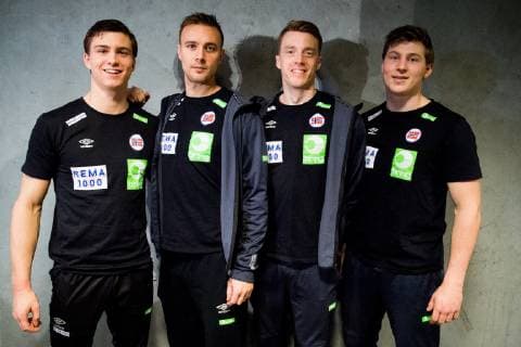 190110 Alexander Blonz Espen Christensen Kristian Björnsen and GÃran S Johannessen of Norway during a media event on January 10 2019 in Herning Photo Jon Olav Nesvold BILDBYR N kod JE 160391, detectedSourceLanguage  Copyright: JONxOLAVxNESVOLD BB190110JE035