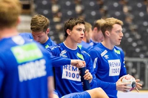 190110 Alexander Blonz and Kristian Bj¿rnsen of Norway during a training session on January 10 2019 in Herning Photo Jon Olav Nesvold BILDBYR u0081N kod JE 160390, detectedSourceLanguage  Copyright: JONxOLAVxNESVOLD BB190110JE060