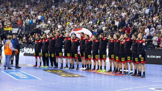Germanys players during the national anthem Korea vs Germany preliminary round Handball IHF Handball World Championship 10 01 19 Berlin Berlin Germany Mercedes Benz Arena Copyright: xAgentur54Gradx xFelixxKoenigx