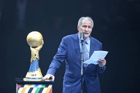 10 01 2019 Handball IHF World Championship Denmark Germany 2019 Preliminary Round Group A Korea Germany at the Mercedes Benz Arena Berlin IHF President Hassan Moustafa