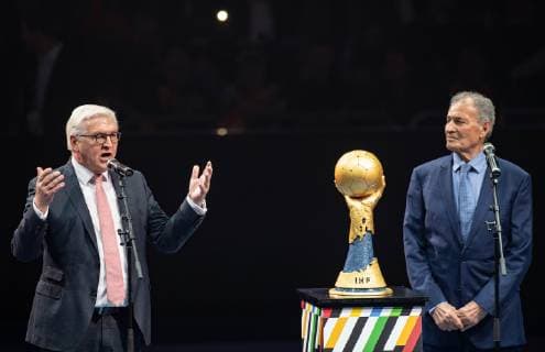 Handball WM Korea Germany on 10 01 2019 in the Mercedes Benz Arena in Berlin Opening of the World Championship by the German President Frank Walter Steinmeier left and IHF President Hassan Moustafa xMNx