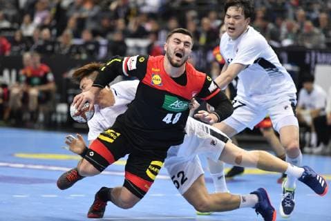 Jannik Kohlbacher Germany back litter Jaewan Jeong Korea Seungdo Na Korea Korea Germany Korea Germany IHF Handball World Championship 2019 Hanball World Championship 2019 Men Men Men Handball men Handball Germany Germany Preliminary Round Group A group A Berlin 10 1 2019