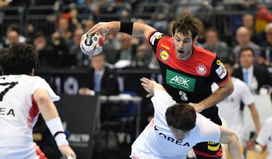 Uwe Gensheimer Germany with Ball Korea Germany Korea Germany IHF Handball World Championship 2019 Hanball World Championship 2019 Men Men Men Men Handball Germany Germany preliminary round Group A group A Berlin 10 1 2019