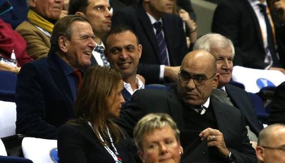 Former German Chancellor Gerhard Schroeder at the opening match Korea vs. Germany of the mens handball World Championship 2019 on 10 01 2019 in the Mercedes Benz Arena in Berlin Handball World Championship 2019 Group A Korea vs Germany