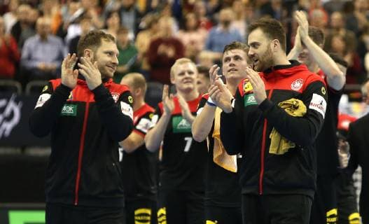 Steffen Weinhold and Andreas Wolff Germany thank the fans after the victory of the opening match Korea against Germany the mens Handball World Championship 2019 on 10 01 2019 in the Mercedes Benz Arena in Berlin Handball World Championship 2019 Group A Korea vs Germany
