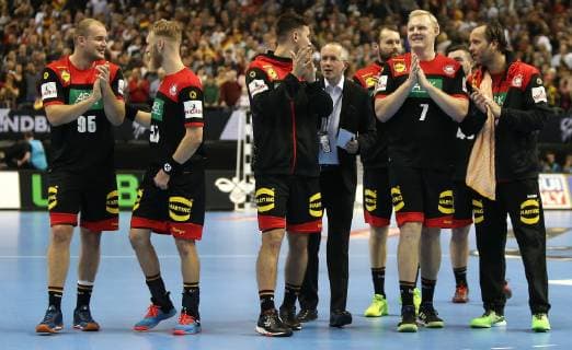 Team Germany would like to thank the fans after winning the opening match Korea vs. Germany for the mens Handball World Championship 2019 on 10 01 2019 in the Mercedes Benz Arena in Berlin Handball World Championship 2019 Group A Korea vs Germany