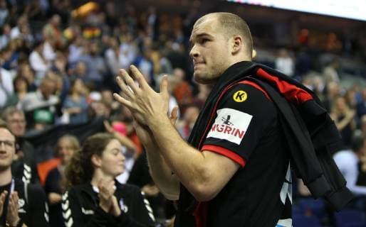 Paul Drux Germany thanks the fans after winning the opening match Korea vs. Germany the mens handball world championship 2019 on 10 01 2019 in the Mercedes Benz Arena in Berlin Handball world championship 2019 Group A Korea vs Germany