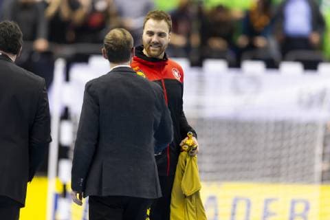 Goalkeeper Andreas Wolff No 33 Germany voted Player of the Match PotM Korea vs. Germany Preliminary Round Handball IHF Handball World Championship 10 01 19 Berlin Berlin Germany Mercedes Benz Arena Copyright: xAgentur54Gradx xFelixxKoenigx