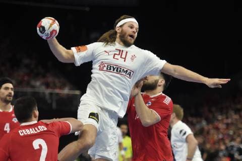 Denmarks Mikkel Hansen Denmark vs Chile World Cup Group C Handball match at Royal Arena in Copenhagen Denmark Thursday january 10th 2019 Copenhagen Danmark Denmark, detectedSourceLanguage  Copyright: LiselottexSabroex COP101 spdk20190110-202038-L