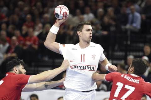 Rasmus Lauge Denmark vs Chile World Cup Group C Handball match at Royal Arena in Copenhagen Denmark Thursday january 10th 2019 Copenhagen Danmark Denmark, detectedSourceLanguage  Copyright: LiselottexSabroex COP101 spdk20190110-203501-L