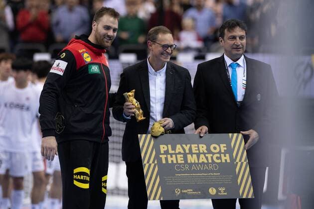 Handball WM Korea Germany on 10 01 2019 in the Mercedes Benz Arena in Berlin Man of the Match for Andreas WOLFF Germany xMNx