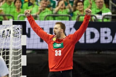 Handball Berlin 10 01 2019 World Championships 2019 Mens World Championships Group A Germany GER Korea KOR Andreas Wolff Germany TW No 33 Jubel
