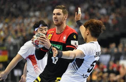 Hendrik Pekeler Germany right litter Jaewan Jeong Korea Korea Germany Korea IHF Handball World Championship 2019 Hanball World Championship 2019 Men Men Men Men Handball Germany Germany Preliminary Round Group A group A Berlin 10 1 2019
