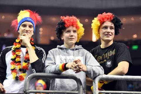 German fans with headdress Korea Germany Korea IHF Handball World Championship 2019 Hanball World Championship 2019 men men men men Handball Germany Germany preliminary round group A group A Berlin 10 1 2019