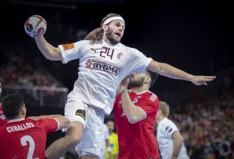 Mikkel Hansen of Denmark during the men s IHF Handball World Championship match in Group C between Denmark Chile in Copenhagen Denmark on Thursday Jan 10 2019 Copenhagen Denmark, detectedSourceLanguage  Copyright: Scanpix LiselottexSabroex COP101 spdk20190110-221642-L