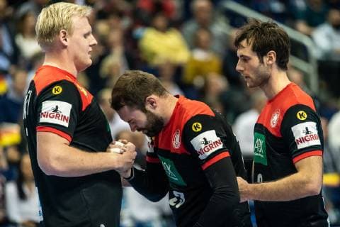 Germany vs Korea Handball World Championship 2019 10 01 2019 vl Patrick Wiencek GER 7 Steffen Faeth GER 23 and Uwe Gensheimer GER 3 at the match between Germany and Korea at the Handball World Championship in Berlin on 10 01 2019 Berlin BER Germany Mercedes Benz Arena
