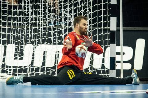 Germany vs. Korea Handball World Championship 2019 10 01 2019 Goalkeeper Andreas Wolff GER 33 with a parade at the match between Germany and Korea at the Handball World Championship in Berlin on 10 01 2019 Berlin BER Germany Mercedes Benz Arena