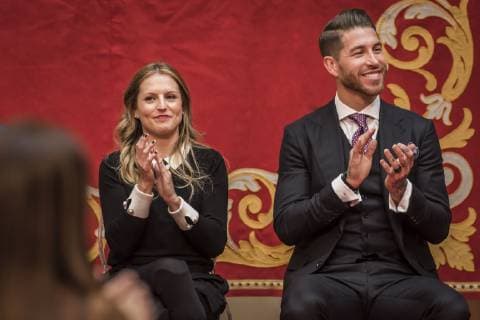 Verleihung des spanischen Sportpreises in Madrid Entrega de los premios 7 Estrellas de la Comunidad de Madrid. En la imagen, Sara Andres Barrio y Sergio Ramos. 7 Estrellas Comunidad de Madrid awards. In this picture, Sara Andres Barrio and Sergio Ramos. 