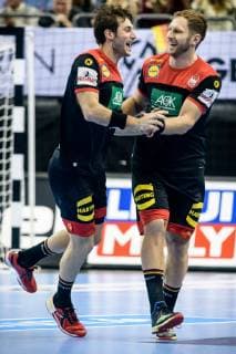 Germany vs Korea Handball World Championship 2019 10 01 2019 Uwe Gensheimer GER 3 and Steffen Weinhold re GER 17 at the match between Germany and Korea at the Handball World Championship in Berlin on 10 01 2019 Berlin BER Germany Mercedes Benz Arena