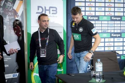 DHB Vice President Bob Hanning and Coach Christian Prokop after the media event Press conference of the DHB Handball IHF Handball World Championship 11 01 19 Berlin Berlin Germany AOK Federal Headquarters Copyright: xAgentur54Gradx xFelixxKoenigx