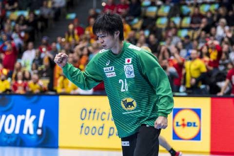 Munich Germany 11 January 2019 World Cup 2019 Men Group B Japan vs Macedonia Yuki Kubo Japan Jubel Jubel Freude Emotion Munich Olympic Hall Bayern Germany