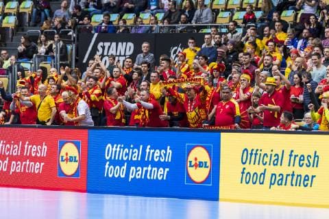 Munich Germany 11 January 2019 World Cup 2019 Men Group B Japan vs. Macedonia Fan curve Fans Fan block Macedonia Munich Olympic Hall Bayern Germany