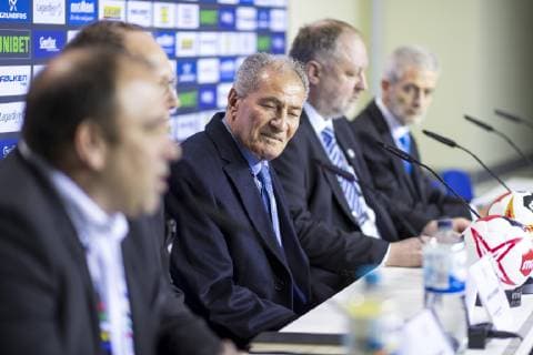 IHF President Hassan Moustafa Media Event of the IHF Handball IHF Handball World Championship 10 01 19 Berlin Berlin Germany Mercedes Benz Arena Copyright: xAgentur54Gradx xFelixxKoenigx