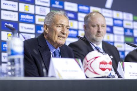 IHF President Hassan Moustafa and DHB President Andreas Michelmann Media date of the IHF Handball IHF Handball World Championship 10 01 19 Berlin Berlin Germany Mercedes Benz Arena Copyright: xAgentur54Gradx xFelixxKoenigx