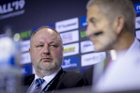 DHB President Andreas Michelmann Media date of the IHF Handball IHF Handball World Championship 10 01 19 Berlin Berlin Germany Mercedes Benz Arena Copyright: xAgentur54Gradx xFelixxKoenigx