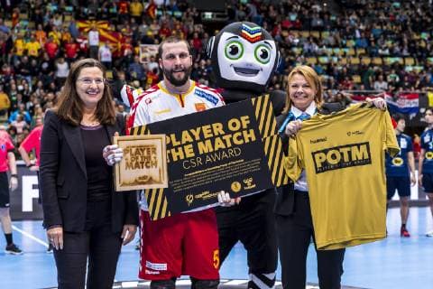 Munich Germany 11 January 2019 World Cup 2019 Men Group B Japan vs. Macedonia Player of the Match Stojanche Stoilov Macedonia Munich Olympic Hall Bayern Germany
