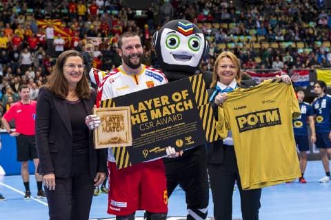 Munich Germany 11 January 2019 World Cup 2019 Men Group B Japan vs. Macedonia Player of the Match Stojanche Stoilov Macedonia Munich Olympic Hall Bayern Germany