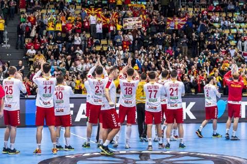 Munich Germany 11 January 2019 World Cup 2019 Men Group B Japan vs Macedonia the team of Macedonia Munich Olympic Hall Bayern Germany